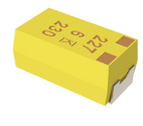 Condensador de tantalio del soporte de la superficie de polímero de Kemet T520B157M006ATE045 en amarillo